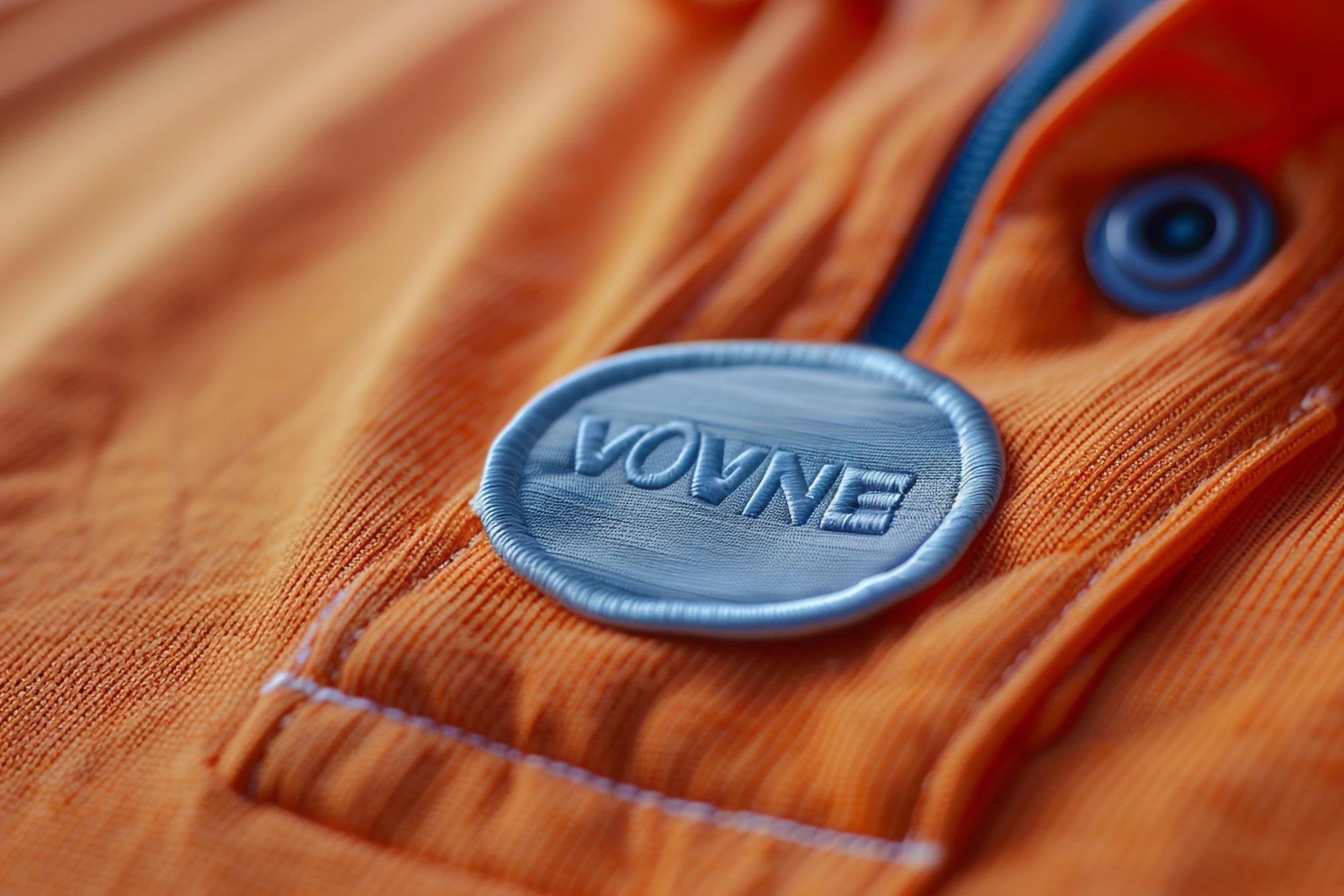 Finished embroidered badge on garment
